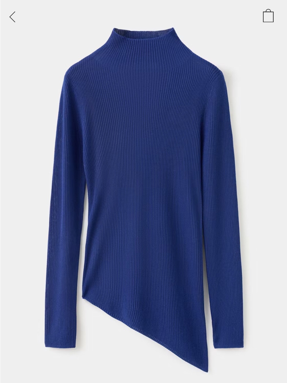 Never Worn! Medium Size - Mango Royal Blue Ribbed Asymmetric-Hem Sweater
